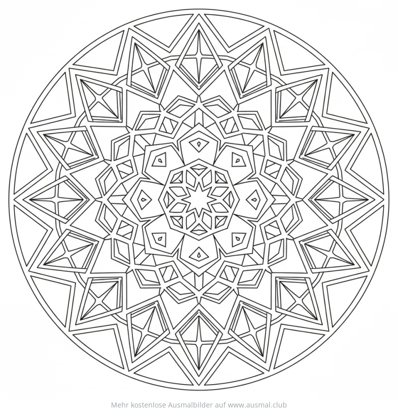 Hexagon Blume Ausmalbild mit geometrischen Mustern