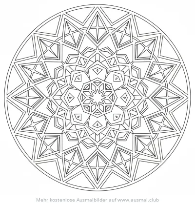 Hexagon Blume Ausmalbild mit geometrischen Mustern