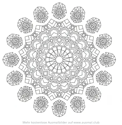 Sterne und Polygone Ausmalbild mit geometrischem Muster