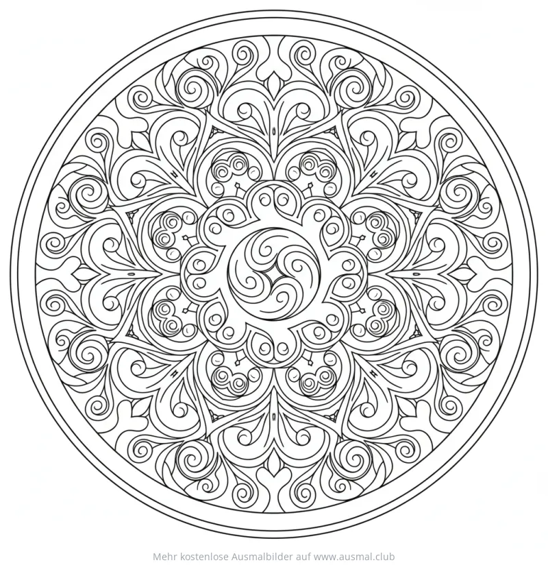 Spiral Mandala Ausmalbild mit geometrischen Mustern