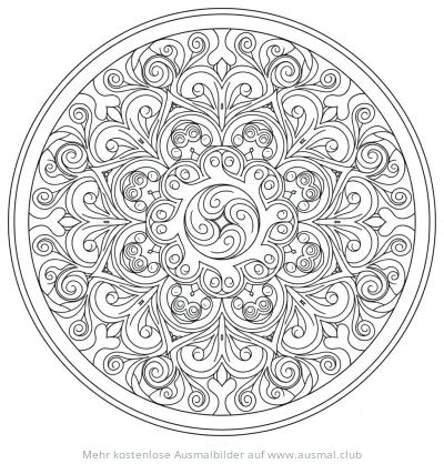 Spiral Mandala Ausmalbild mit geometrischen Mustern