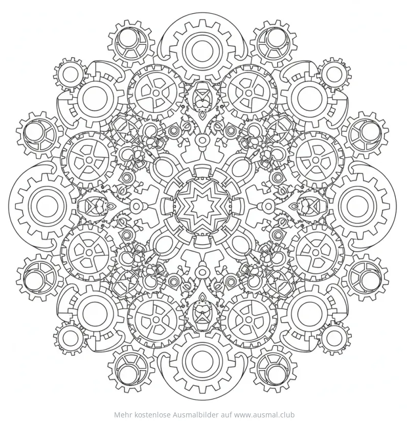 Zahnrad Muster Ausmalbild