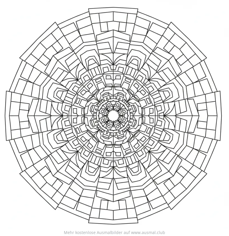 Fibonacci Spirale Ausmalbild mit geometrischen Formen