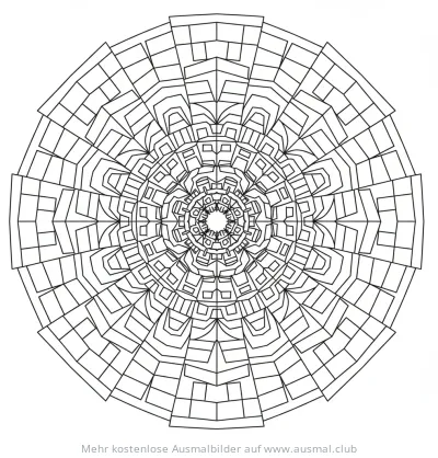 Fibonacci Spirale Ausmalbild mit geometrischen Formen