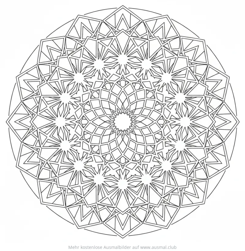 Islamisches Muster Ausmalbild mit geometrischen Formen und Sternen