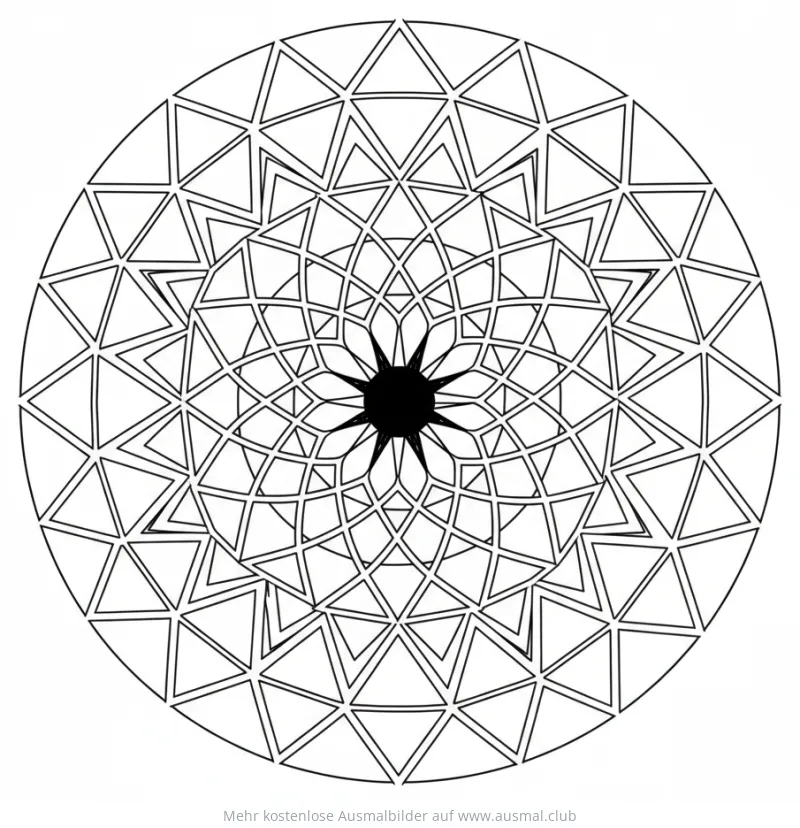 Diamanten Mandala Ausmalbild mit geometrischen Formen