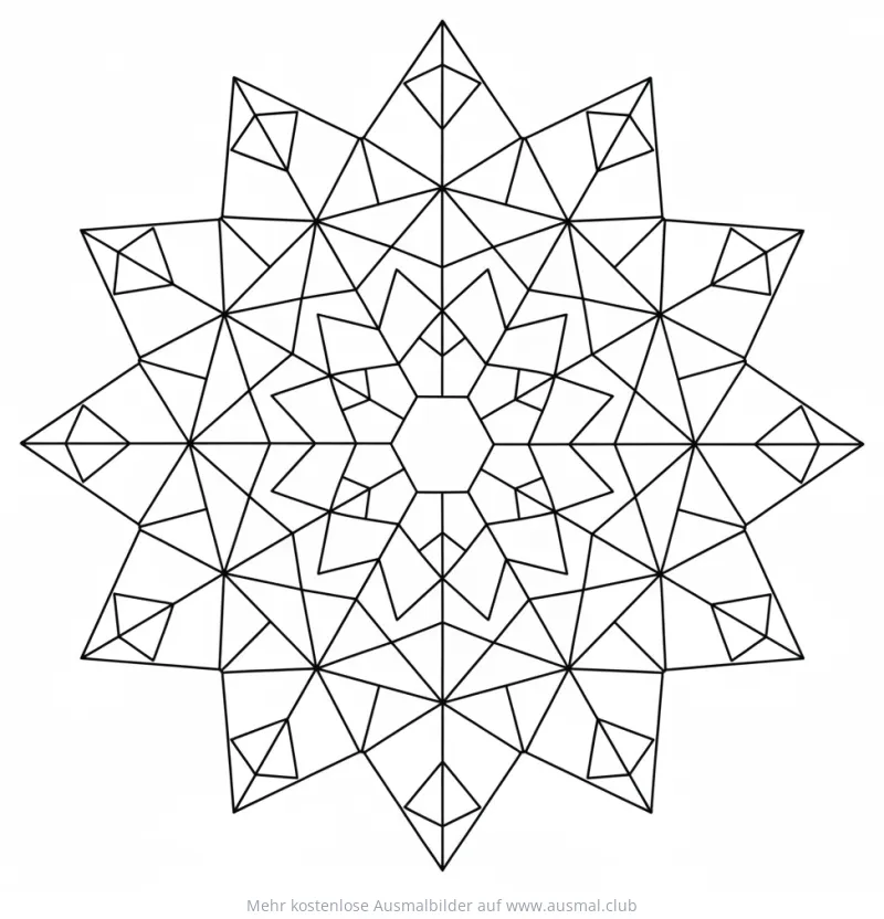 Schneeflocke Ausmalbild mit geometrischen Mustern