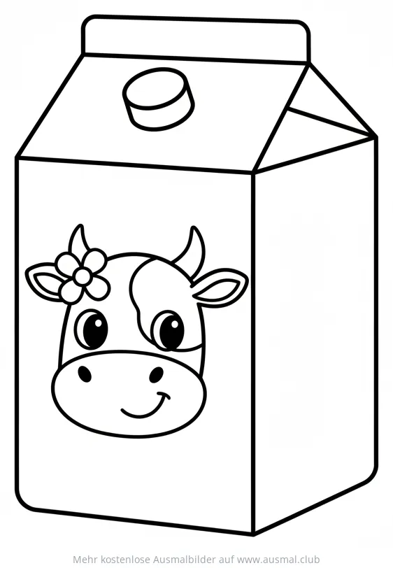 Milchpackung mit Kuh-Gesicht Ausmalbild