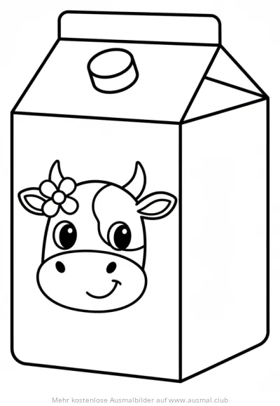 Milchpackung mit Kuh-Gesicht Ausmalbild