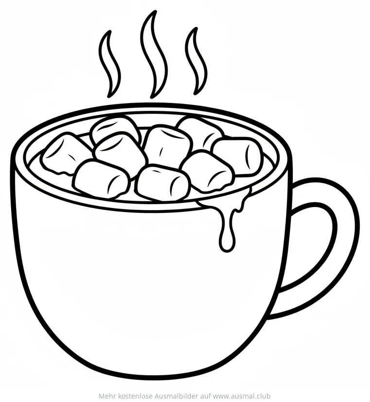 Kakao mit Marshmallows Ausmalbild