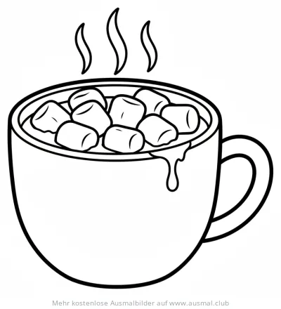 Kakao mit Marshmallows Ausmalbild