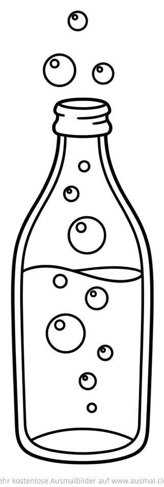 Sprudelwasser Flasche mit Bläschen Ausmalbild
