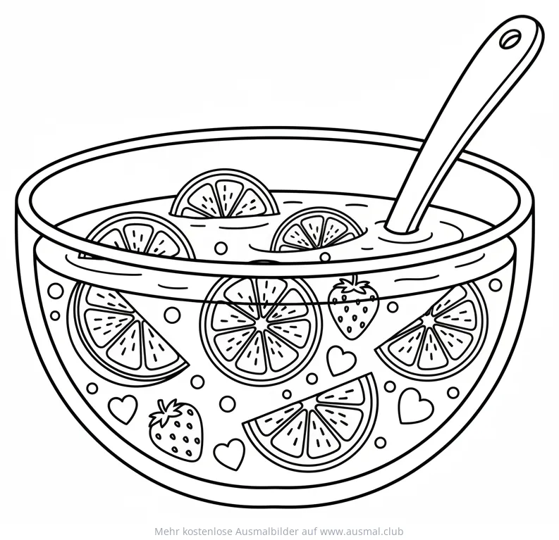 Bowle mit Früchten Ausmalbild
