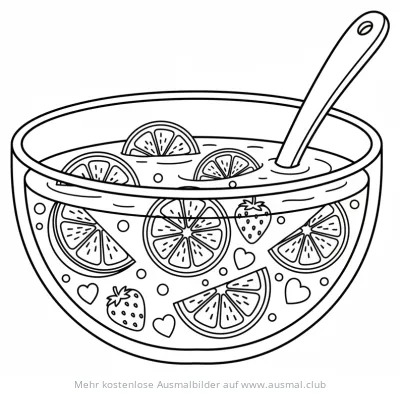 Bowle mit Früchten Ausmalbild