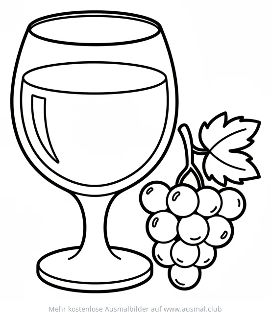 Glas Traubensaft mit Trauben Ausmalbild