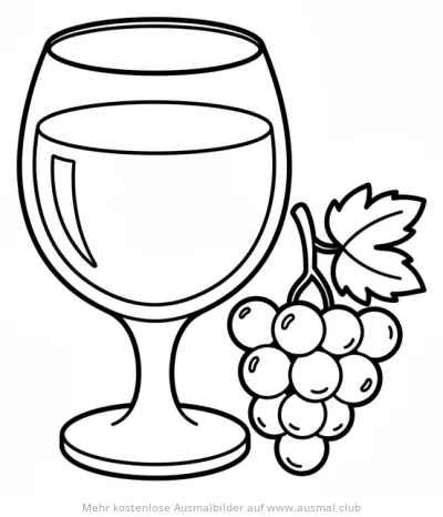 Glas Traubensaft mit Trauben Ausmalbild