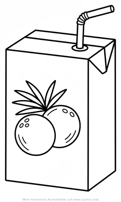 Kokoswasser Packung mit Strohhalm Ausmalbild