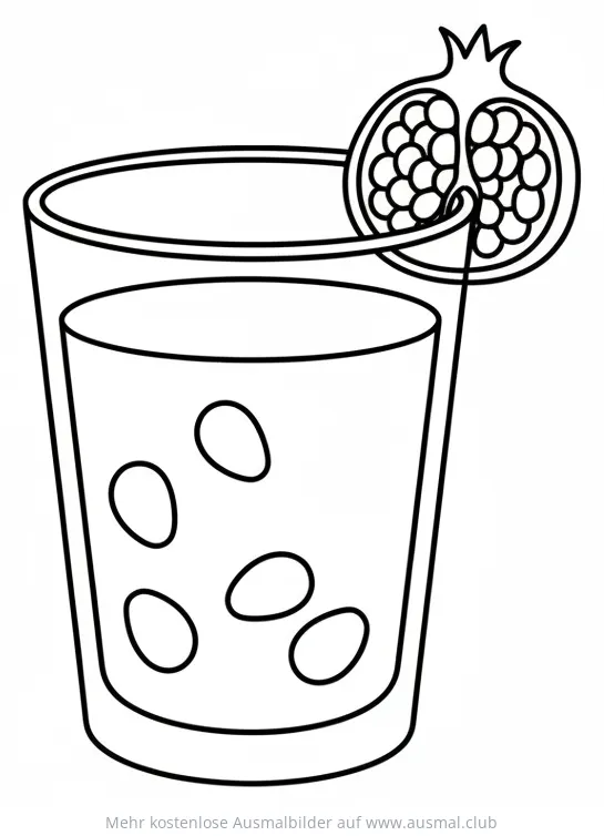 Granatapfelsaft im Glas Ausmalbild