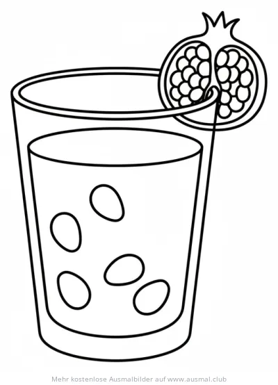 Granatapfelsaft im Glas Ausmalbild