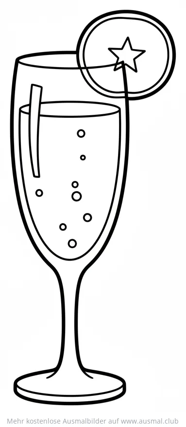 Apfelcider Glas mit Orangenscheibe Ausmalbild