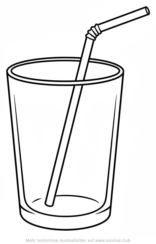 Trinkglas mit Strohhalm Ausmalbild
