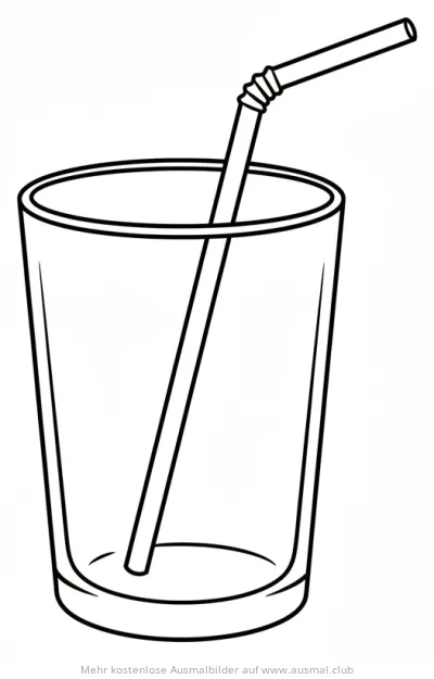 Trinkglas mit Strohhalm Ausmalbild