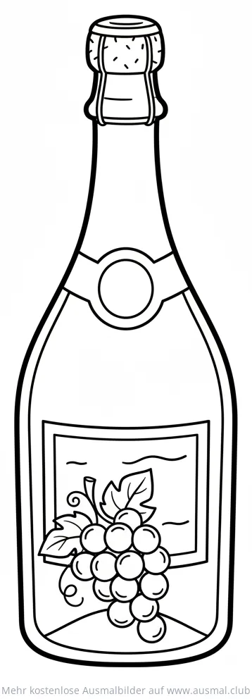 Traubensaft Flasche mit Trauben Ausmalbild