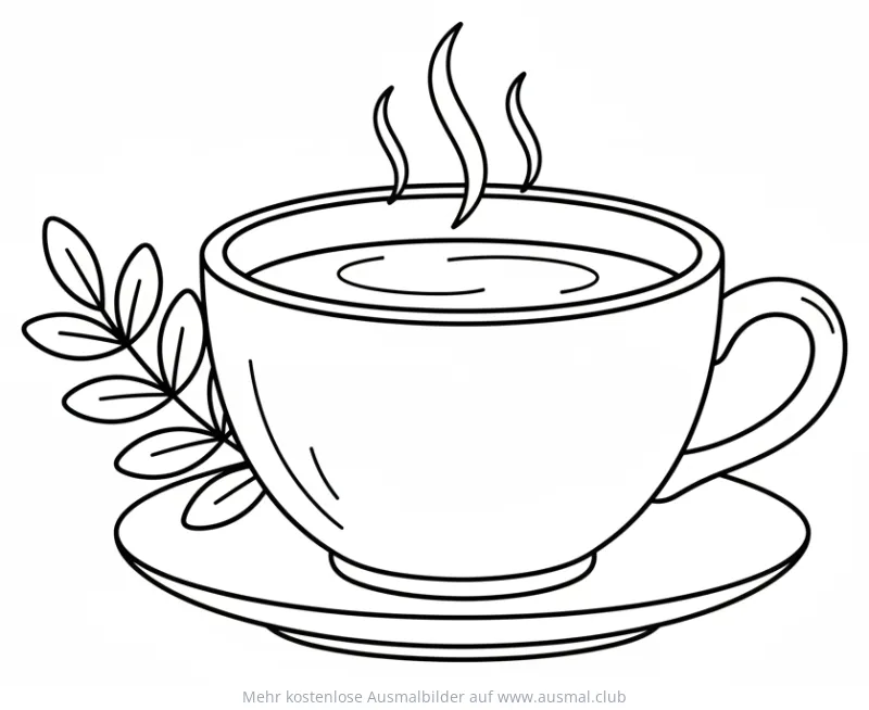 Rooibostee Tasse mit Zweig Ausmalbild