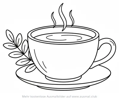 Rooibostee Tasse mit Zweig Ausmalbild