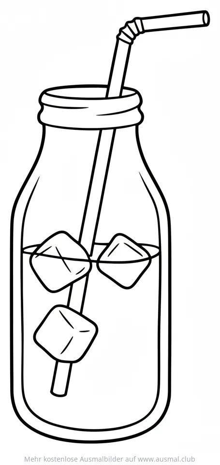 Eiskaffee im Glas mit Eiswürfeln Ausmalbild