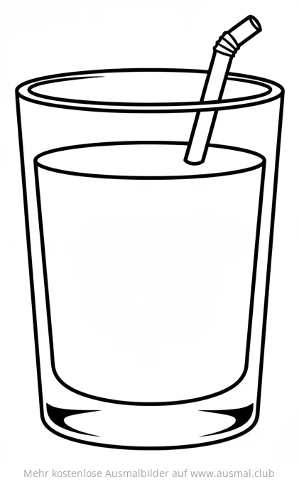 Saft im Glas mit Strohhalm Ausmalbild