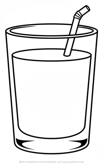 Saft im Glas mit Strohhalm Ausmalbild