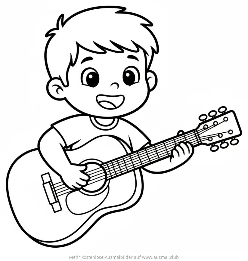 Junge spielt Gitarre Ausmalbild