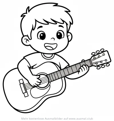 Junge spielt Gitarre Ausmalbild
