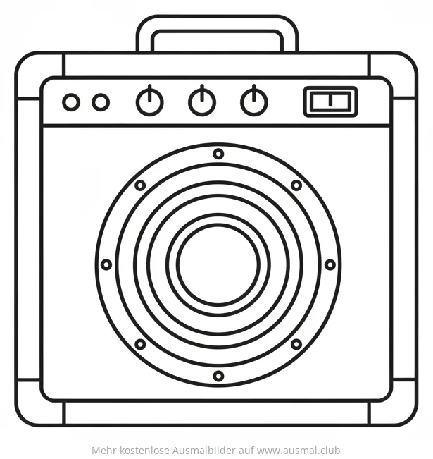 Verstärker Ausmalbild mit Lautsprecher und Knöpfen