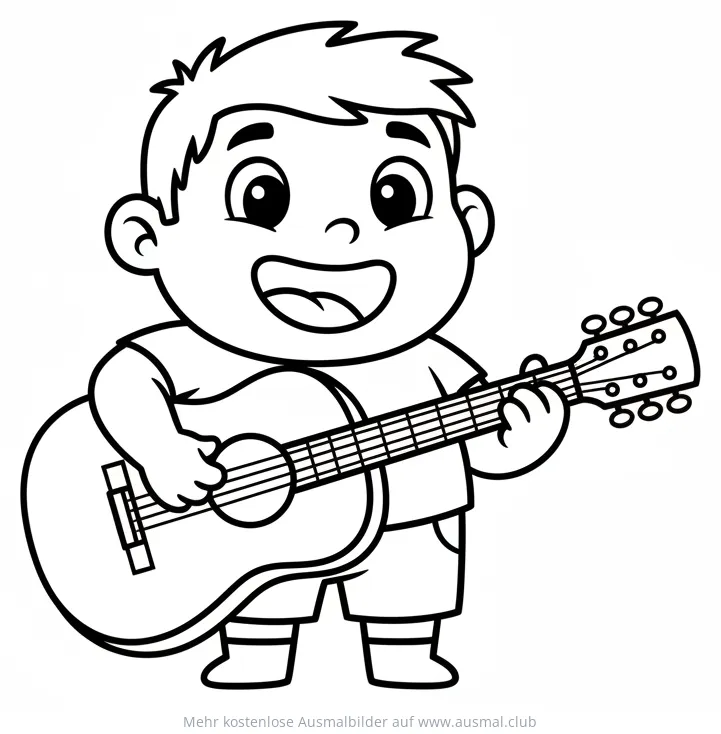 Junge spielt Gitarre Ausmalbild