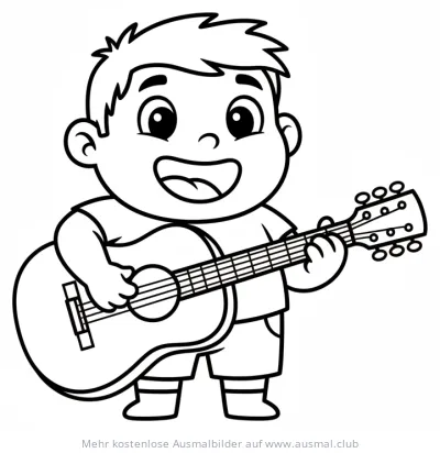 Junge spielt Gitarre Ausmalbild