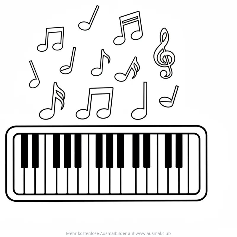 Keyboard mit Noten Ausmalbild