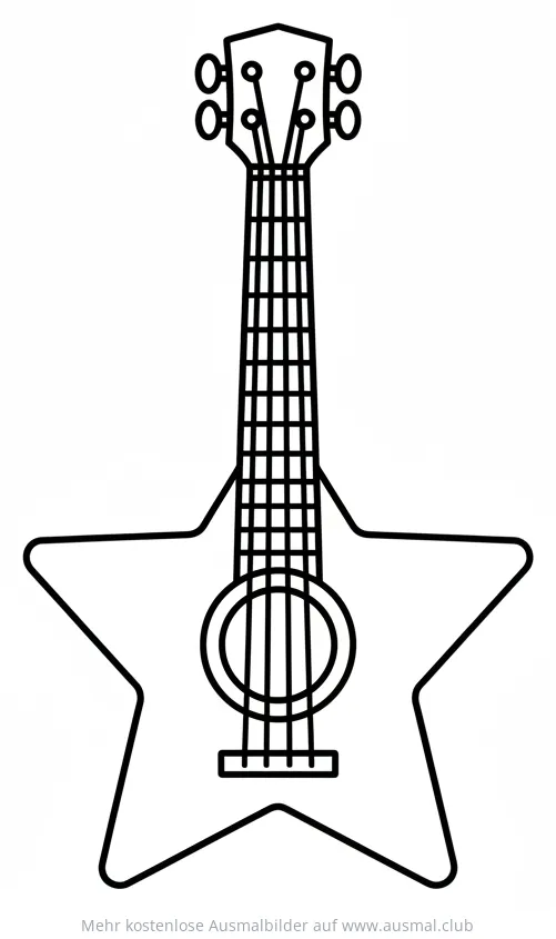 Sterne Gitarre Ausmalbild