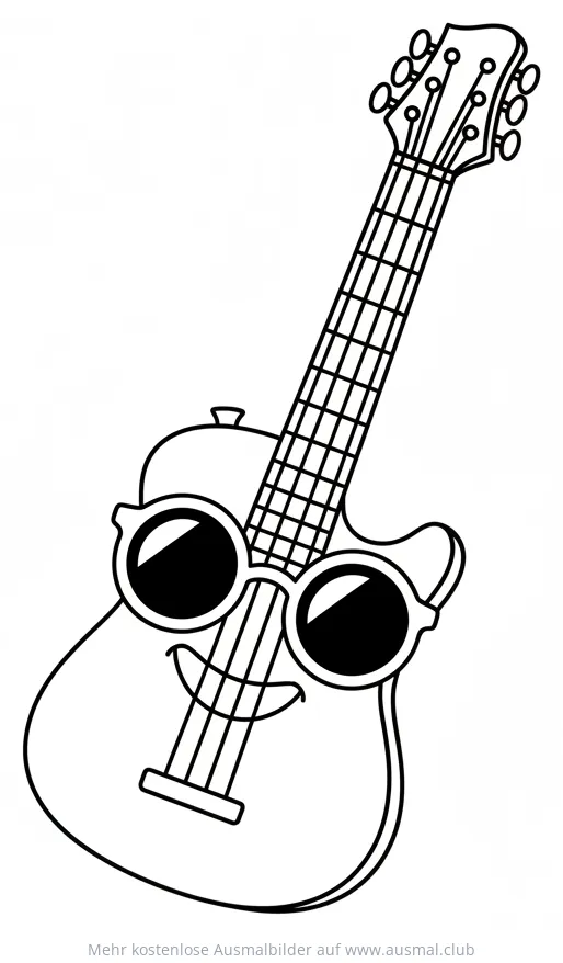 Gitarre mit Sonnenbrille Ausmalbild