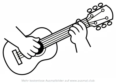 Gitarre mit spielenden Händen Ausmalbild