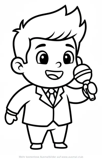 Sänger mit Mikrofon im Anzug Ausmalbild