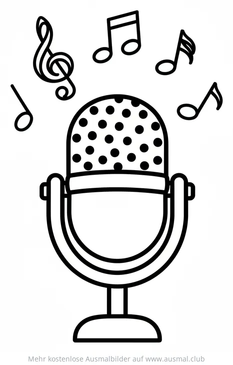 Mikrofon mit Noten Ausmalbild