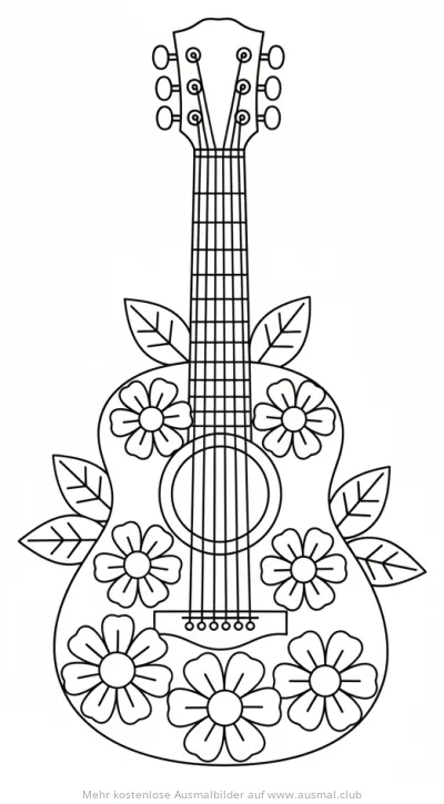Blumengitarre Ausmalbild