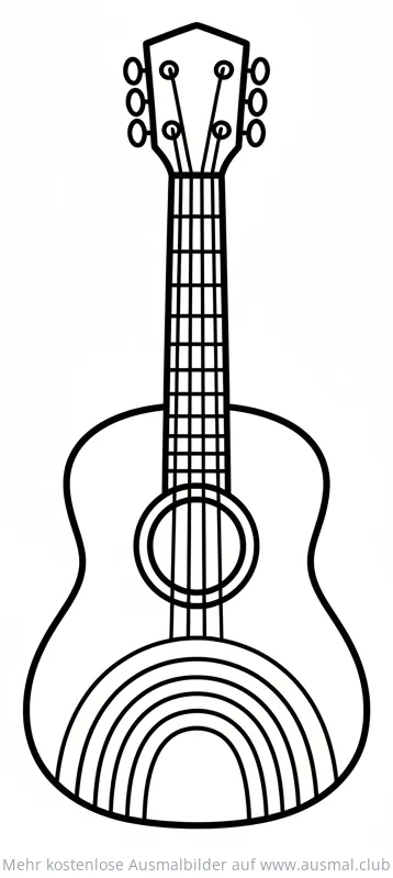 Gitarre mit Regenbogen Ausmalbild