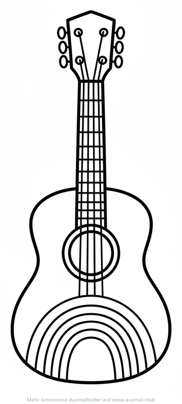 Gitarre mit Regenbogen Ausmalbild