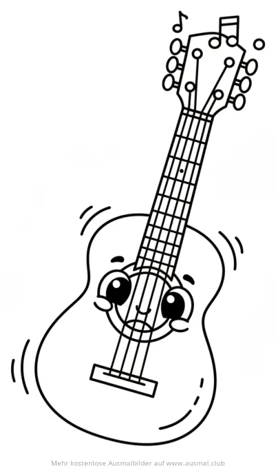 Gitarre mit Gesicht Ausmalbild