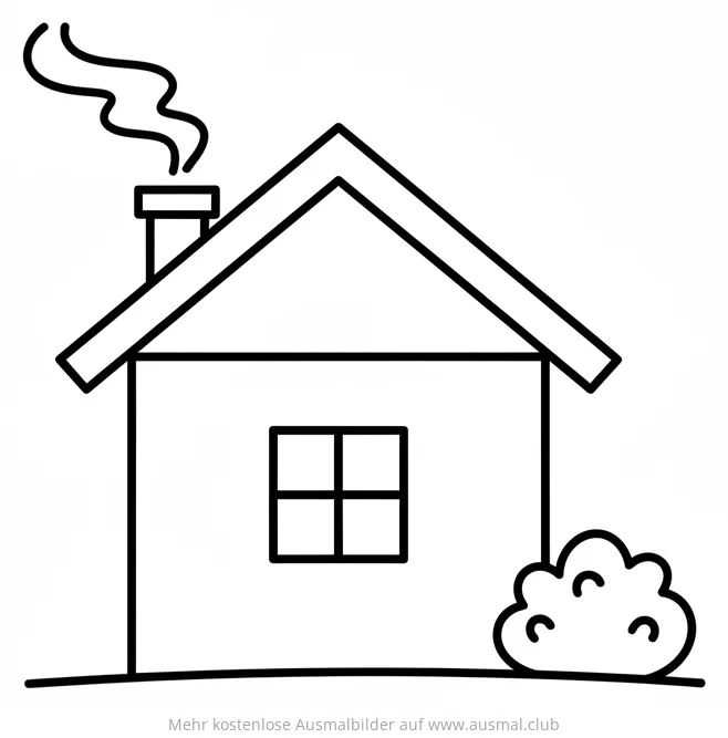 Einfaches Haus mit Schornstein und Fenster Ausmalbild