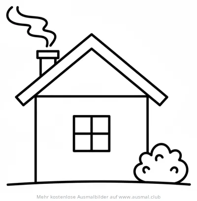 Einfaches Haus mit Schornstein und Fenster Ausmalbild