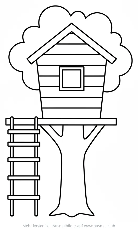 Baumhaus Ausmalbild mit Leiter